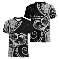 New Zealand Valentine Women V-Neck T-Shirt Aroha Gray Piwakawaka