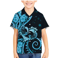 New Zealand Valentine Family Matching Mermaid Dress and Hawaiian Shirt Aroha Cyan Piwakawaka LT05 Son's Shirt Cyan - Polynesian Pride