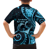New Zealand Valentine Family Matching Tank Maxi Dress and Hawaiian Shirt Aroha Cyan Piwakawaka LT05 - Polynesian Pride