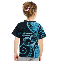 New Zealand Valentine Kid T Shirt Aroha Cyan Piwakawaka LT05 - Polynesian Pride