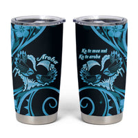 New Zealand Valentine Tumbler Cup Aroha Cyan Piwakawaka LT05 Cyan - Polynesian Pride