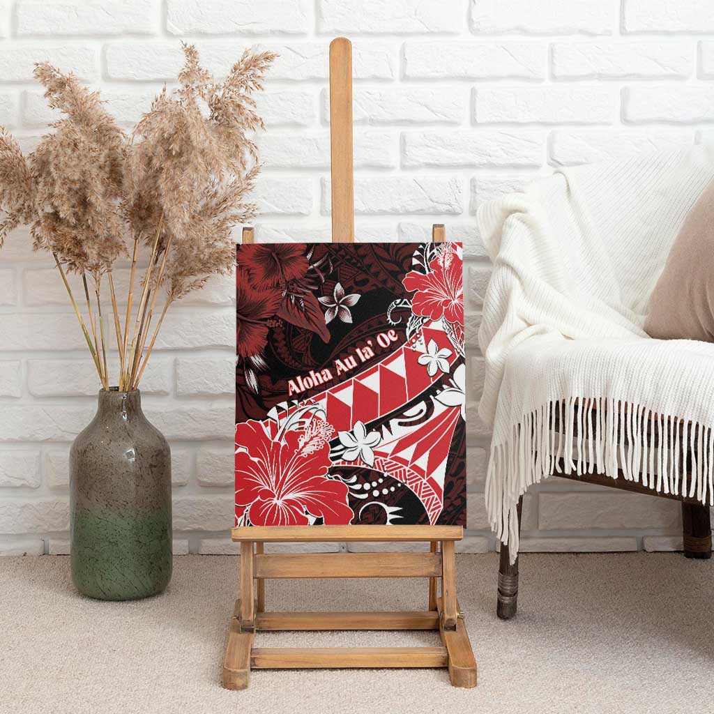 Hawaii Valentine Day Canvas Wall Art Polynesian Hibiscus Art Style Red