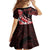 Personalised Hawaii Valentine Day Family Matching Off The Shoulder Long Sleeve Dress and Hawaiian Shirt Polynesian Hibiscus Art Style Red