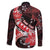 Personalised Hawaii Valentine Day Family Matching Off The Shoulder Long Sleeve Dress and Hawaiian Shirt Polynesian Hibiscus Art Style Red