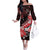 Personalised Hawaii Valentine Day Family Matching Off The Shoulder Long Sleeve Dress and Hawaiian Shirt Polynesian Hibiscus Art Style Red