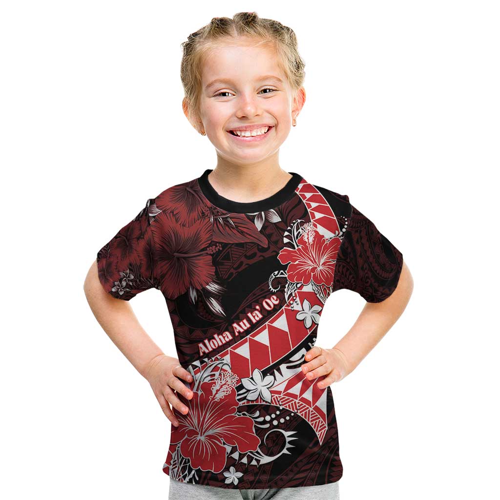 Personalised Hawaii Valentine Day Kid T Shirt Polynesian Hibiscus Art Style Red LT05 Red - Polynesian Pride