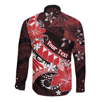 Personalised Hawaii Valentine Day Long Sleeve Button Shirt Polynesian Hibiscus Art Style Red LT05 - Polynesian Pride