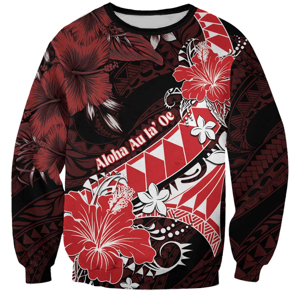 Personalised Hawaii Valentine Day Sweatshirt Polynesian Hibiscus Art Style Red LT05 Unisex Red - Polynesian Pride