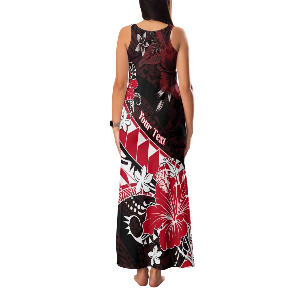Personalised Hawaii Valentine Day Tank Maxi Dress Polynesian Hibiscus Art Style Red