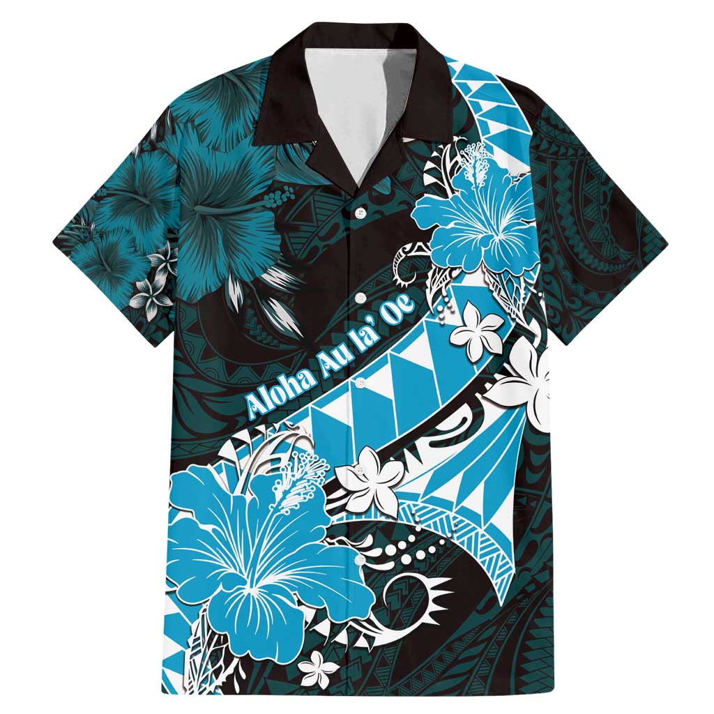 Personalised Hawaii Valentine Day Family Matching Mermaid Dress and Hawaiian Shirt Polynesian Hibiscus Art Style Turquoise