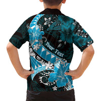 Personalised Hawaii Valentine Day Family Matching Puletasi and Hawaiian Shirt Polynesian Hibiscus Art Style Turquoise