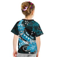 Personalised Hawaii Valentine Day Kid T Shirt Polynesian Hibiscus Art Style Turquoise LT05 - Polynesian Pride