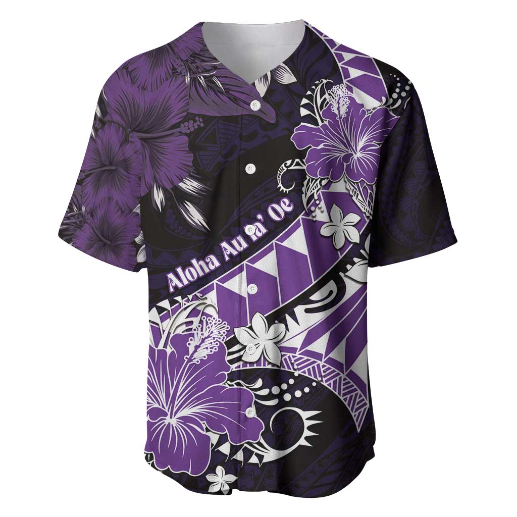 Personalised Hawaii Valentine Day Baseball Jersey Polynesian Hibiscus Art Style Purple LT05 Purple - Polynesian Pride