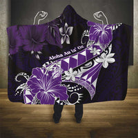 Hawaii Valentine Day Hooded Blanket Polynesian Hibiscus Art Style Purple