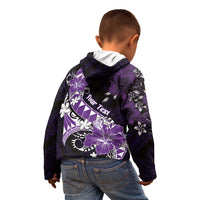 Personalised Hawaii Valentine Day Kid Hoodie Polynesian Hibiscus Art Style Purple