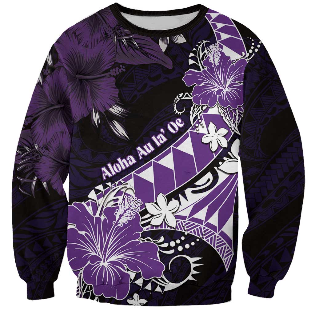 Personalised Hawaii Valentine Day Sweatshirt Polynesian Hibiscus Art Style Purple LT05 Unisex Purple - Polynesian Pride