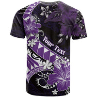 Personalised Hawaii Valentine Day T Shirt Polynesian Hibiscus Art Style Purple