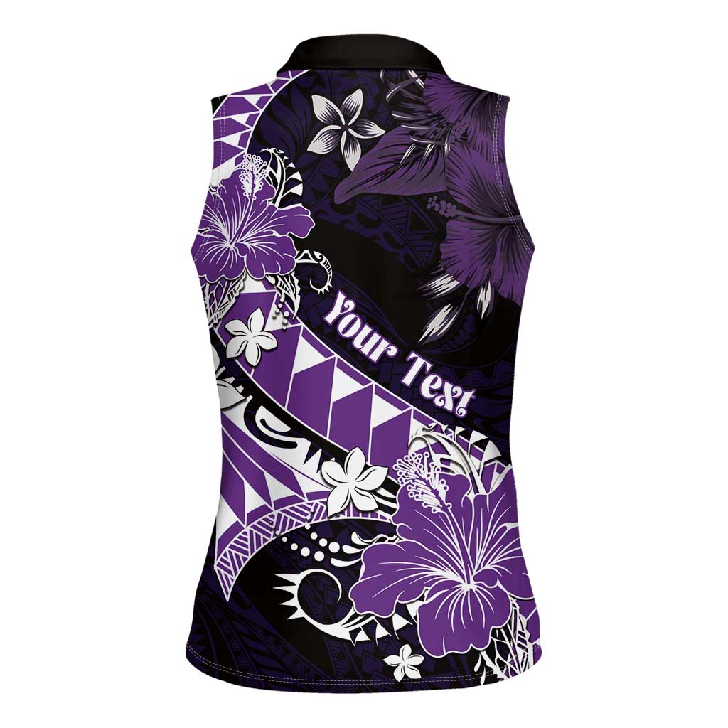 Personalised Hawaii Valentine Day Women Sleeveless Polo Shirt Polynesian Hibiscus Art Style Purple LT05 - Polynesian Pride