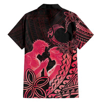 Alofa Samoa Valentine Red Family Matching Off Shoulder Short Dress and Hawaiian Shirt Love Is The Greatest Thing