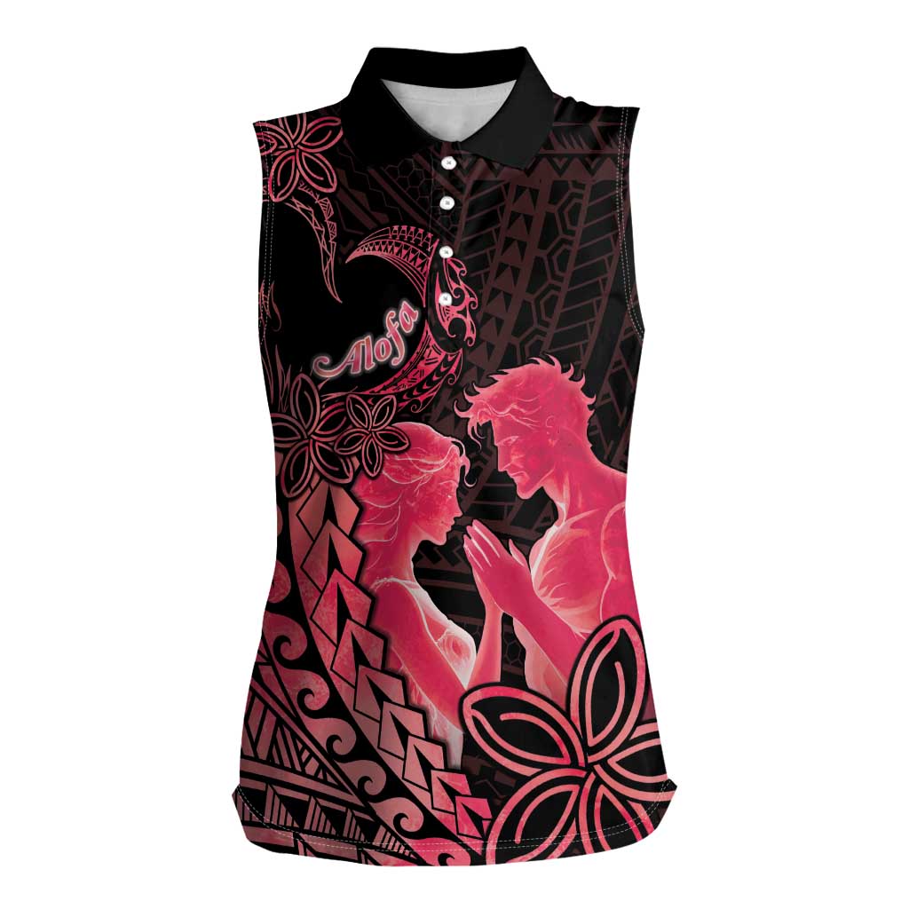 Alofa Samoa Valentine Red Women Sleeveless Polo Shirt Love Is The Greatest Thing