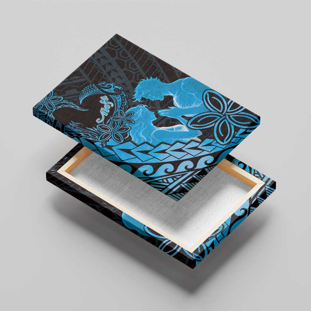 Alofa Samoa Valentine Blue Canvas Wall Art Love Is The Greatest Thing LT05 - Polynesian Pride
