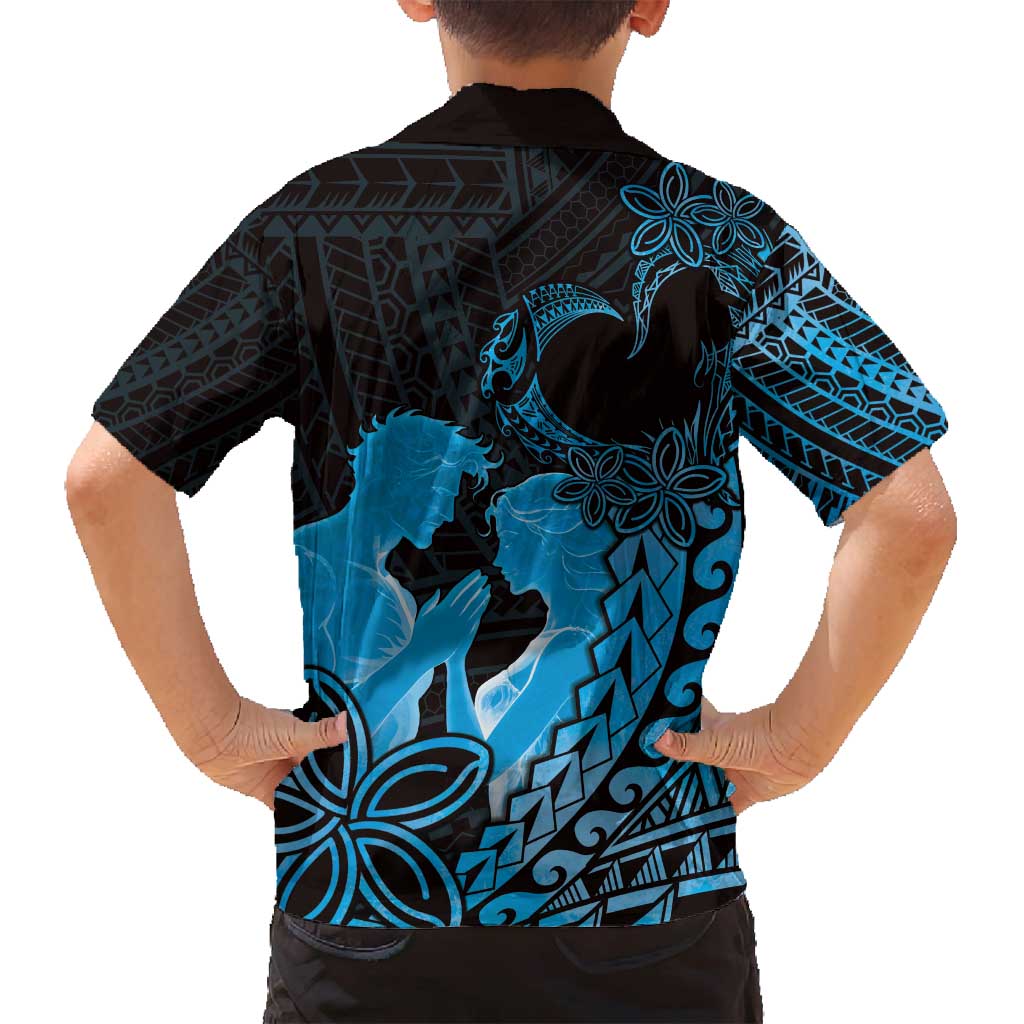 Alofa Samoa Valentine Blue Family Matching Long Sleeve Bodycon Dress and Hawaiian Shirt Love Is The Greatest Thing