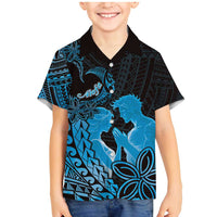 Alofa Samoa Valentine Blue Family Matching Mermaid Dress and Hawaiian Shirt Love Is The Greatest Thing