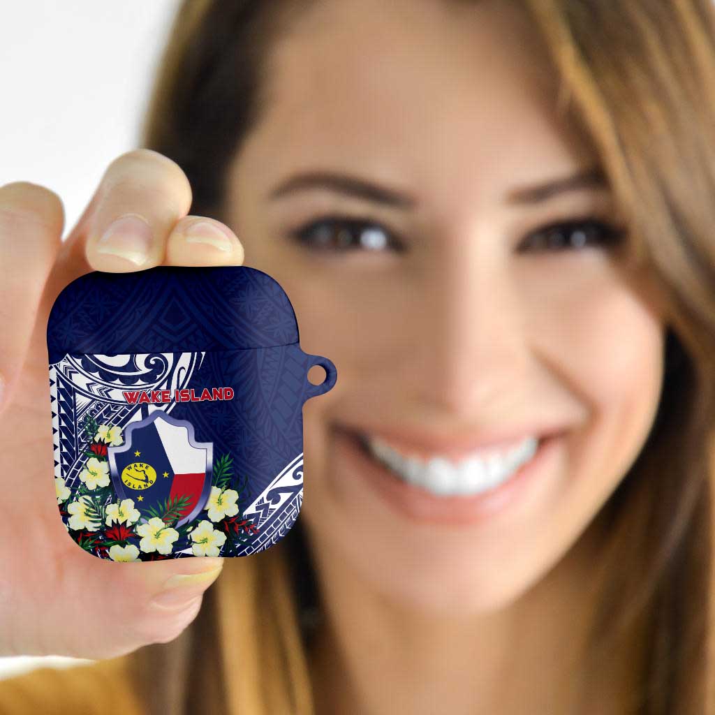 Wake Island AirPods Case Tribal Pattern With Hibiscus Flowers