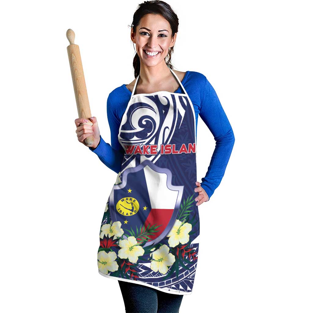 Wake Island Apron Tribal Pattern With Hibiscus Flowers