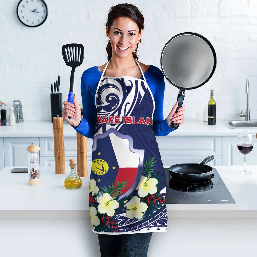 Wake Island Apron Tribal Pattern With Hibiscus Flowers