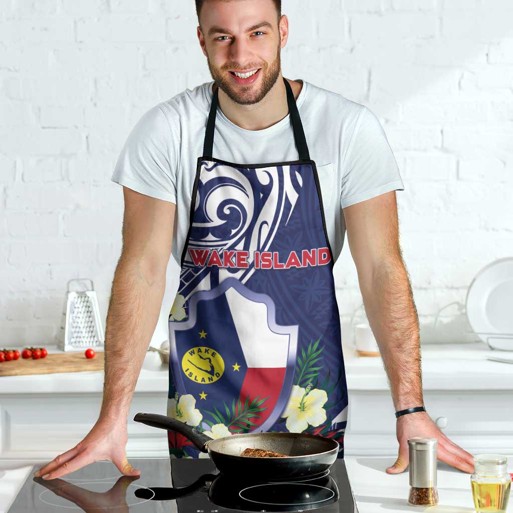 Wake Island Apron Tribal Pattern With Hibiscus Flowers