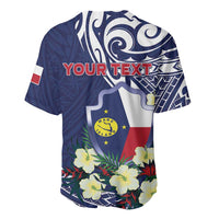 Personalised Wake Island Baseball Jersey Tribal Pattern With Hibiscus Flowers