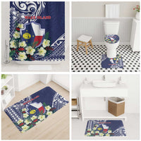 Wake Island Bathroom Set Tribal Pattern With Hibiscus Flowers