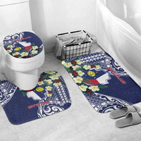 Wake Island Bathroom Set Tribal Pattern With Hibiscus Flowers