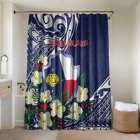 Wake Island Bathroom Set Tribal Pattern With Hibiscus Flowers