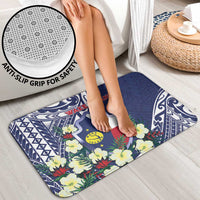 Wake Island Bathroom Set Tribal Pattern With Hibiscus Flowers