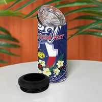Personalised Wake Island 4 in 1 Can Cooler Tumbler Tribal Pattern With Hibiscus Flowers