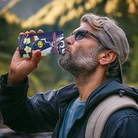 Personalised Wake Island 4 in 1 Can Cooler Tumbler Tribal Pattern With Hibiscus Flowers