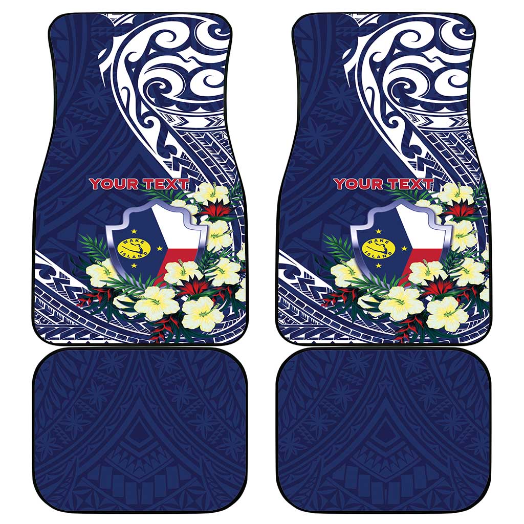 Personalised Wake Island Car Mats Tribal Pattern With Hibiscus Flowers