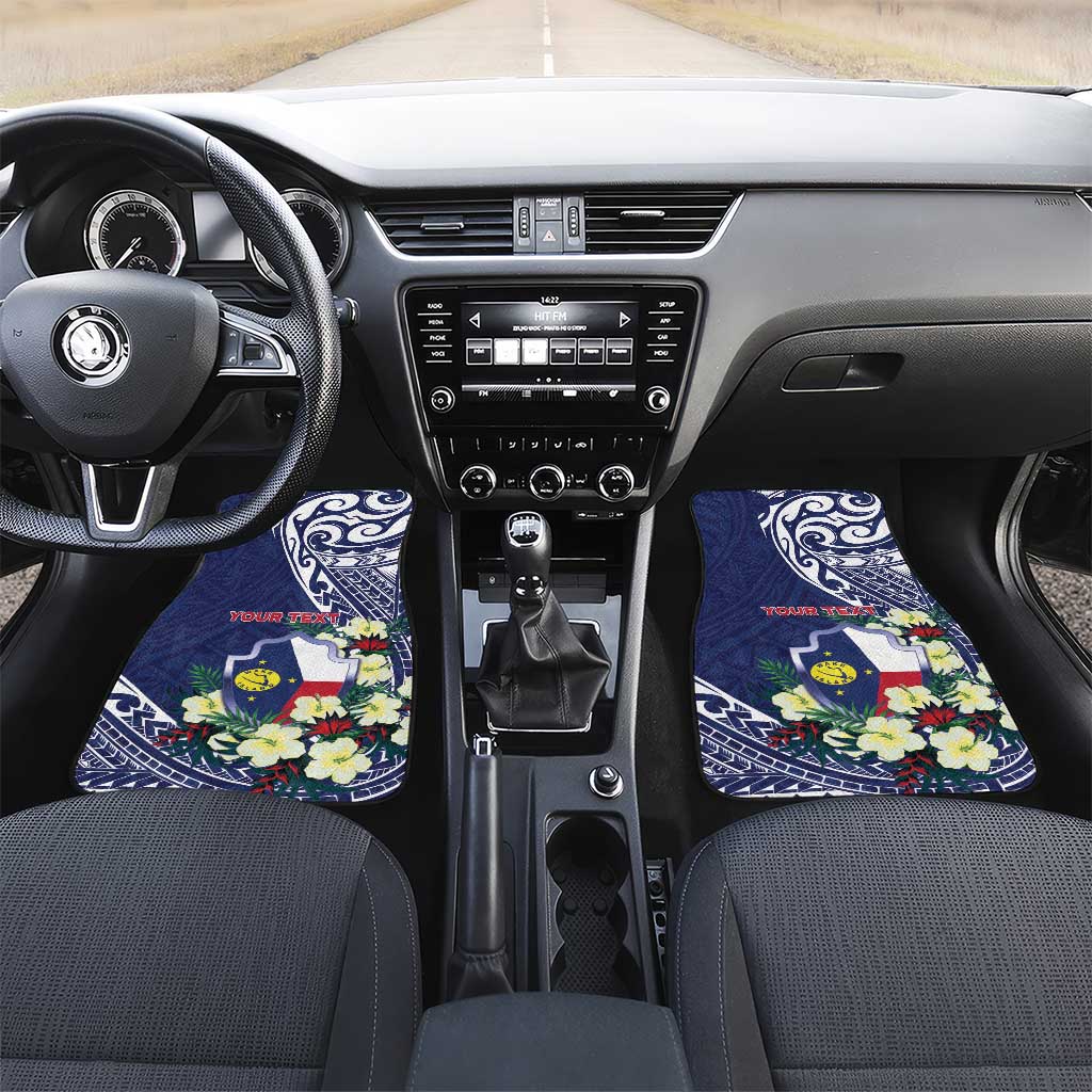 Personalised Wake Island Car Mats Tribal Pattern With Hibiscus Flowers
