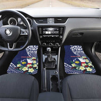 Personalised Wake Island Car Mats Tribal Pattern With Hibiscus Flowers