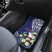 Personalised Wake Island Car Mats Tribal Pattern With Hibiscus Flowers