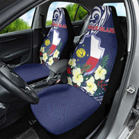 Wake Island Car Seat Cover Tribal Pattern With Hibiscus Flowers