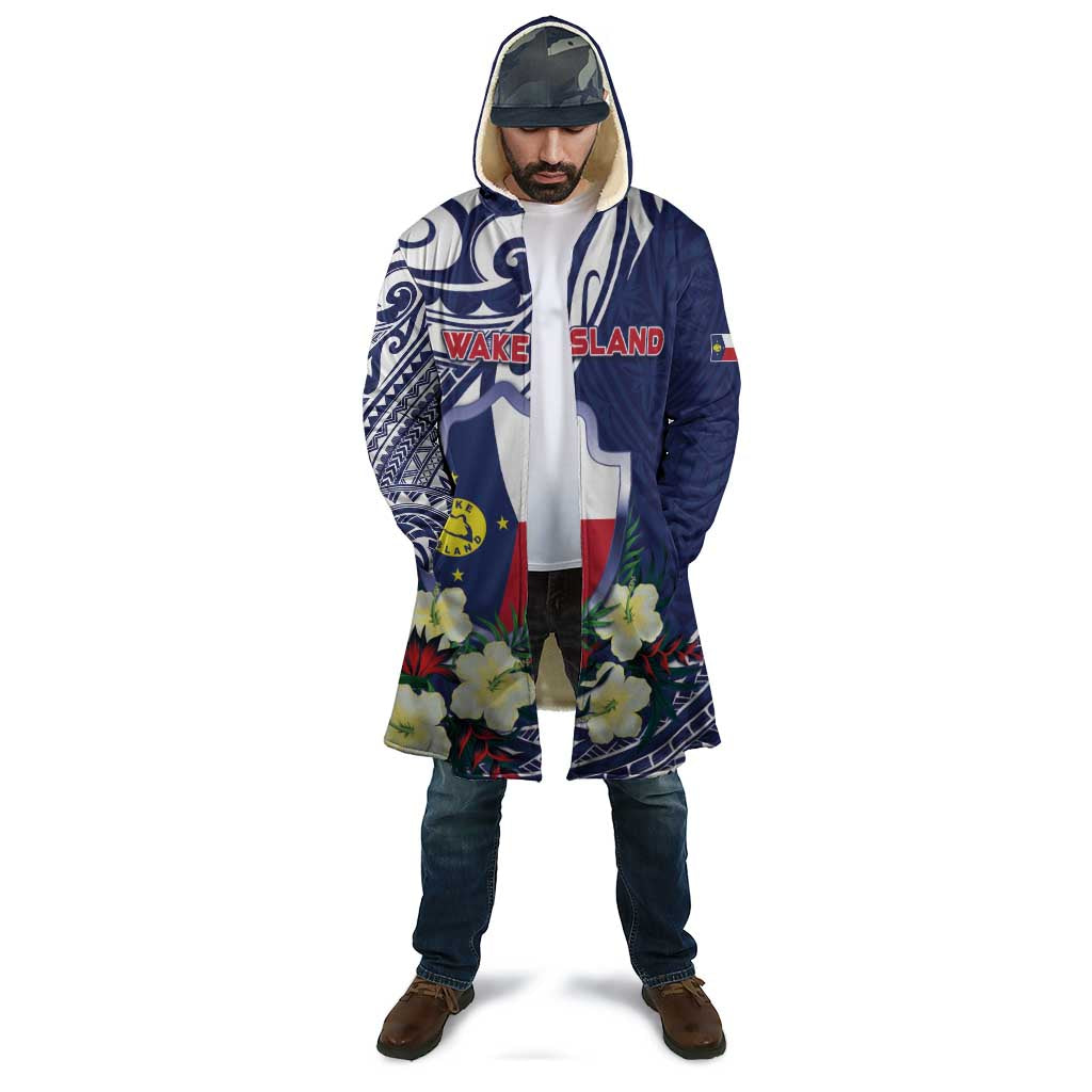 Personalised Wake Island Cloak Tribal Pattern With Hibiscus Flowers