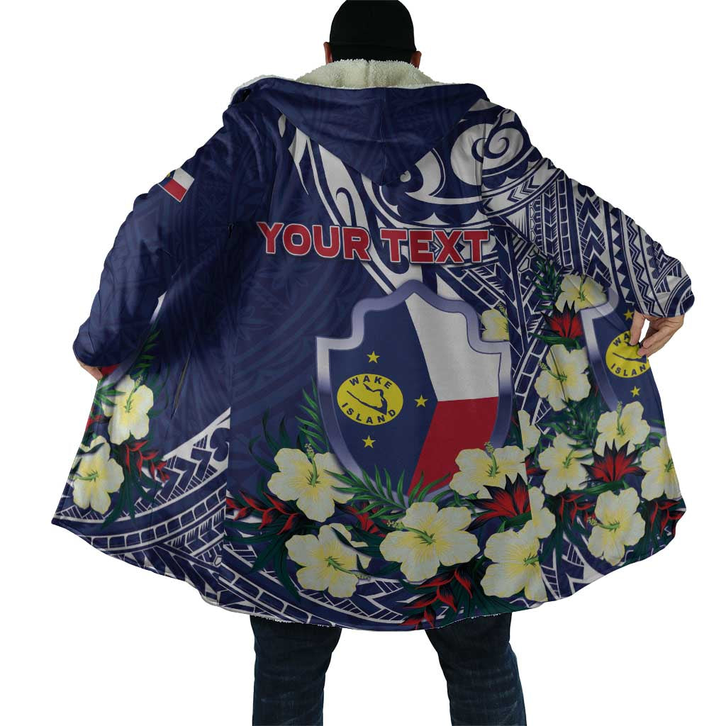 Personalised Wake Island Cloak Tribal Pattern With Hibiscus Flowers