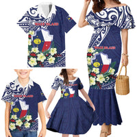 Personalised Wake Island Family Matching Mermaid Dress and Hawaiian Shirt Tribal Pattern With Hibiscus Flowers LT05 - Polynesian Pride