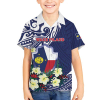 Personalised Wake Island Family Matching Off Shoulder Maxi Dress and Hawaiian Shirt Tribal Pattern With Hibiscus Flowers