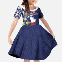 Personalised Wake Island Family Matching Summer Maxi Dress and Hawaiian Shirt Tribal Pattern With Hibiscus Flowers