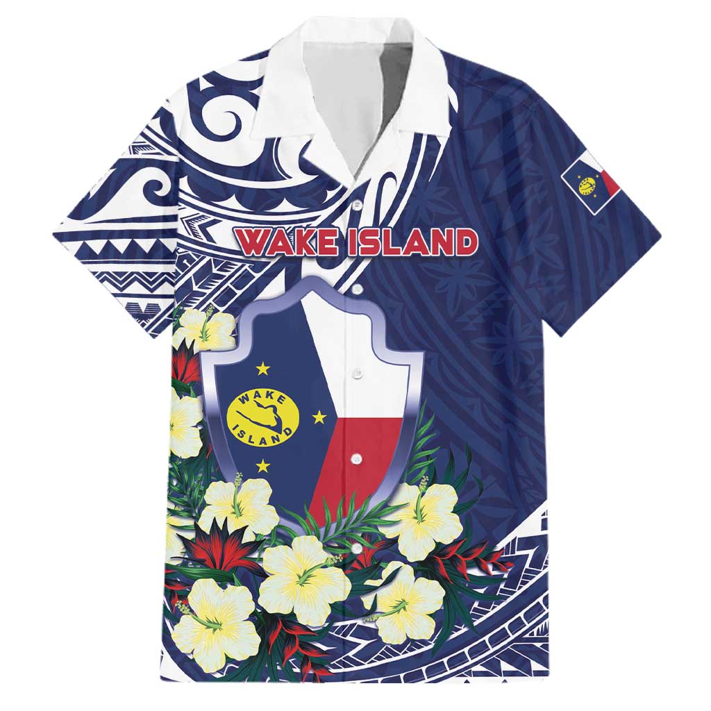 Personalised Wake Island Family Matching Summer Maxi Dress and Hawaiian Shirt Tribal Pattern With Hibiscus Flowers