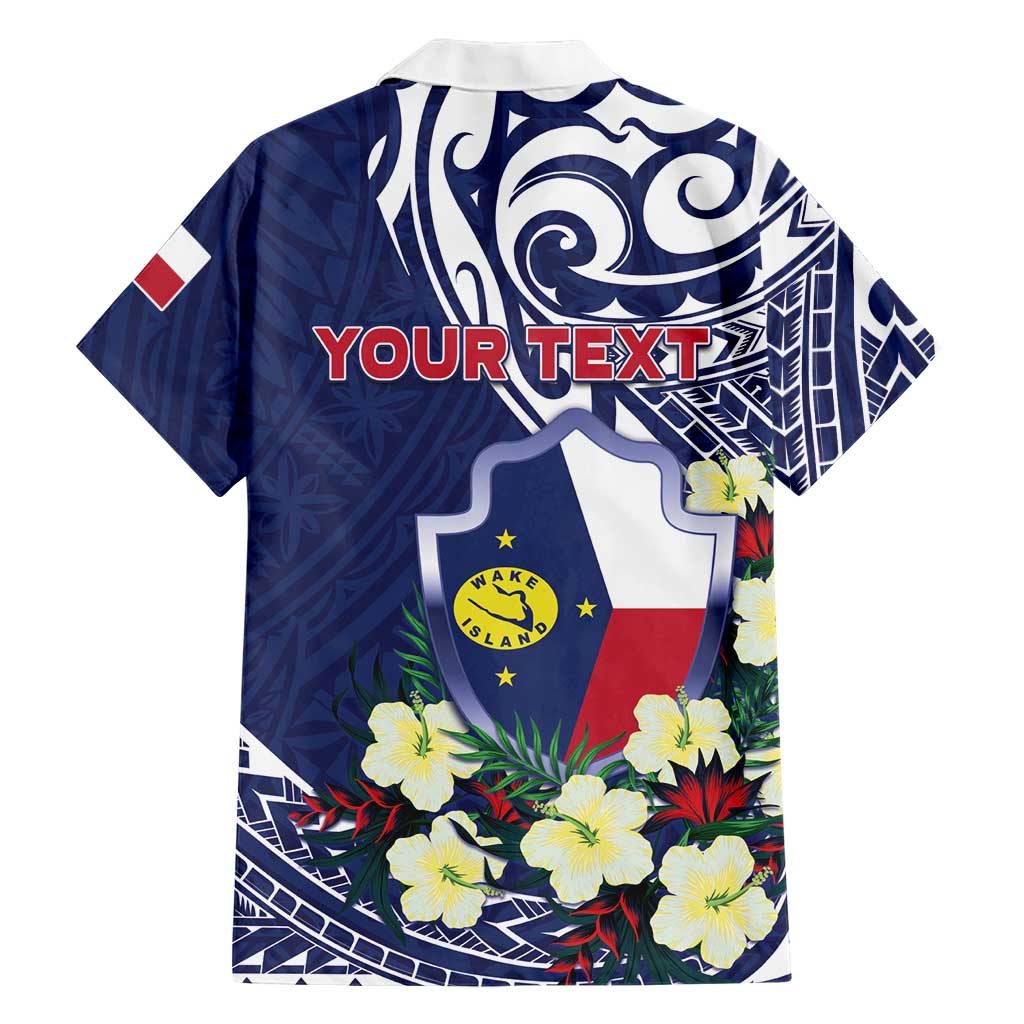 Personalised Wake Island Hawaiian Shirt Tribal Pattern With Hibiscus Flowers